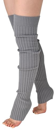 TeeYee Damen Stulpen Winter Beinwärmer Beinstulpen Strumpf Extra Lang Gestrickte Warme Kniewärmer für Frauen Mädchen Yoga Ballett Hellgrau L