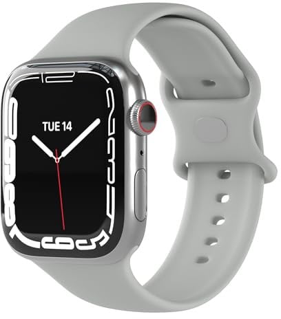 EAZY CASE Sport Armband für Apple Watch 38mm / 40mm / 41mm / 42mm verstellbares Silikon Ersatzarmband Sport Loop Band für Apple Watch Serie 11 10 9 8 7 6 5 4 3 2 1 SE für Damen Herren Grau