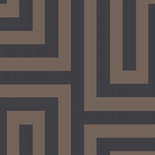 Links Black Gold Wallpaper - Greek Key Design Metallic Shine - Modern Contemporary Stylish Feature Wall Blown Vinyl