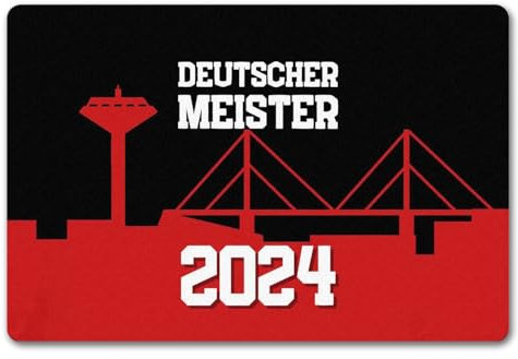 Leverkusen Fußmatte in 40x60 cm ohne Rand mit Spruch Deutscher Meister 2024 Leverkusen-Fan Traum Fußball-Liga NRW Meisterschale Rheinbrücke
