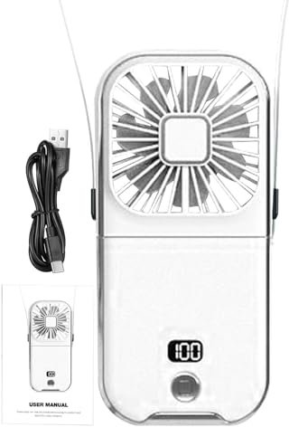 Ancsttu ventilatore ricaricabile – Ventilatore portatile pieghevole ricaricabile – ventilatore a mano, alimentato a batteria con display per escursionismo, sport, casa, lavoro