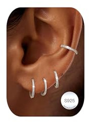 BVLAGIDA 4 Paar Kleine Creolen Silber 925 für Damen Hypoallergen Helix Piercings Creolen Silber Gold Ohrringe Set für Mehrere Piercings 6/8/10/12MM