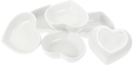 Cabilock Stackable Sauce Dish Set of 6 Japanese Style Heart Shape Ceramic Seasoning Plates Dipping Bowls for Mustard Vinegar Oil Chili Sauce