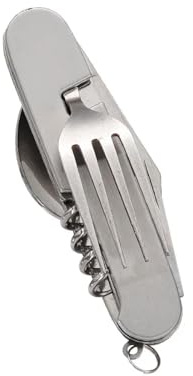 ZuoXun Tablespoon Set 4 in 1 Foldable Spoon Knife Fork Bottle Opener Stainless Steel Folding Pocket Kits Outdoor Tableware Set