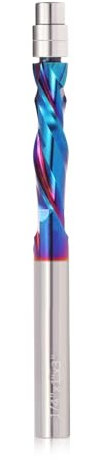 Trvoxviq Flush Trim Router Bit 1/4 Shank, 28.6mm Cutting Length Extra Long 75mm OVL, Up Down Cut Compression CNC Spiral Router Bits with Nano Coating for Woodwork Trimming