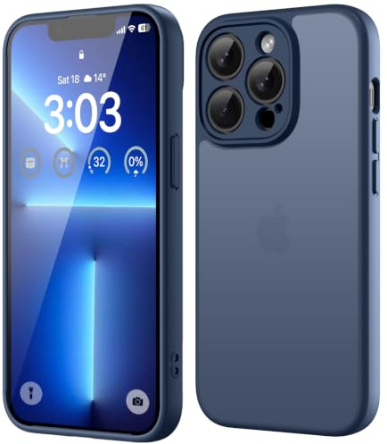 ORDA Hülle für iPhone 13 Pro Max, Vollständiger Kameraschutz, DunkelBlau | Handyhülle für iPhone 13 Pro Max, Stoßfest Kratzfest Transluzente Schutzhülle, Anti-Fingerabdruck Durchscheinende Rückseite