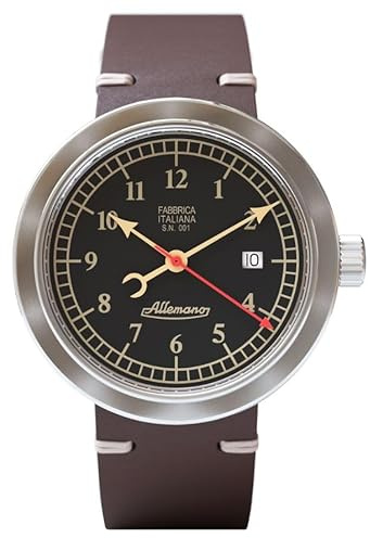 Allemano 1919 Day Satin Automatik (44mm) schwarzes Zifferblatt/braunes Lederarmband Day A 1919 NP-PB