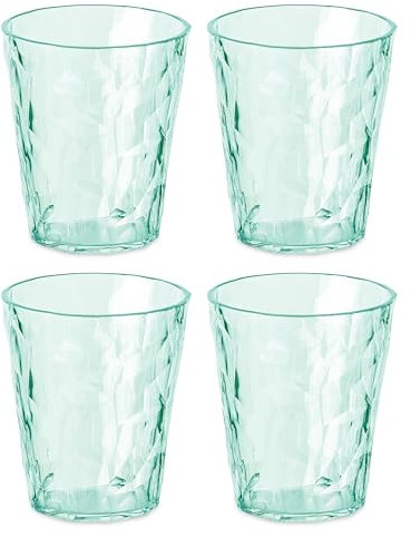 koziol Superglas Club No. 1, 4 pezzi, 250 ml, bicchieri per acqua in plastica trasparente, lussuosi, infrangibili, riutilizzabili, feste, campeggio, set da 4 (giada trasparente)