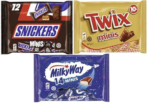 Schokoriegel Minis Mix 681g – Snickers, Twix & Milky Way – je 227g, 3er Set