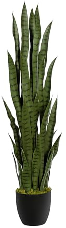 Keeplush Planta artificial de serpiente de 46 pulgadas, planta de sansevieria falsa para interiores y exteriores, porche delantero, patio, hogar, oficina, lengua de suegra, verde, 1 unidad