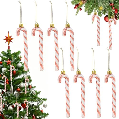 8 Stück Zuckerstangen Weihnachten, 14 cm Zuckerstange Weihnachtsbaum Deko, Weihnachtsdeko Hängend, Weihnachts Deko Baumschmuck Christbaumdeko