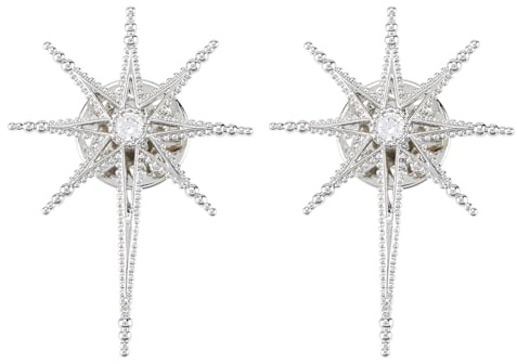 SUPERFINDINGS 2 Broches Étoile Octagramme En Strass Épingles De Revers Élégantes À 8 Pointes Pour Décor Vêtements Femme Homme Cadeau Bijou De Mode