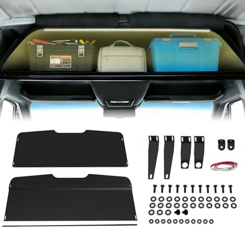 EONECROSS Aluminium-Dachhimmel-Regal für 2019–2024 Mercedes Sprinter, Überkopfaufbewahrung mit LED-Lichtstreifen, Gardinenstange und Teppichauskleidung