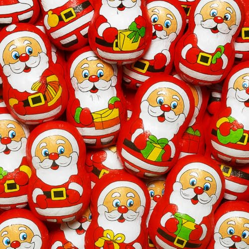 Christmas Santa Chocolate 24 Pcs | Mini Santa Chocolates for Xmas Festive Christmas Treats, Party Favors, Stocking Fillers & Gift Box| Kids Gift Family Sharing Chocolate