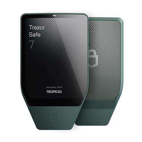 Trezor Safe 7 - Monedero de Hardware Criptográfico para Bitcoin, Bluetooth, Pantalla Táctil a Color, Preparado para Cuántica, Compatible con Android e iOS (Obsidian Green)