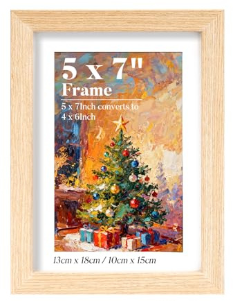 HOUSE DAY 7x5 Photo Frames,100% Solid Wood 5x7 Picture Frame OAK Wooden