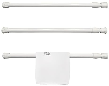PHYNDR 3 PCS Klein Teleskopstange,30-50cm Verstellbare Spannstange Ohne Bohren,Weiße Ausziehbare Hängestange,Gardinen Klemmstange,für Fenster,Bücherregal,Kleiderschrank,Schränke