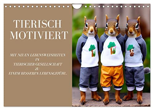 Tierisch motiviert (Wandkalender 2026 DIN A4 quer), CALVENDO Monatskalender: Mit neuen Lebensweisheiten in tierischer Gesellschaft zu einem besseren Lebensgefühl. (CALVENDO Tiere)