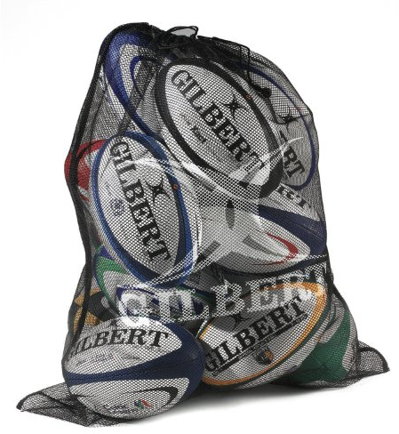 Gilbert Fine Mesh Rugby Ball Bag, Black, One Size