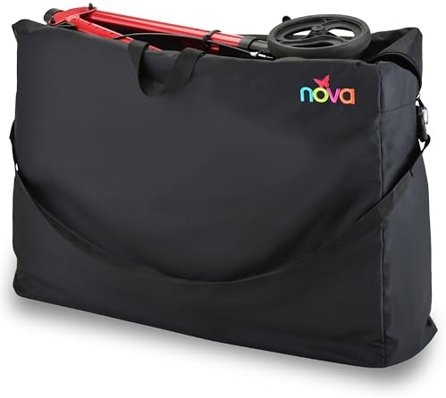 NOVA Medical Products Extra-Large Carry & Travel Bag for Rollator Walkers & Transport Chairs, Black, 1 Count