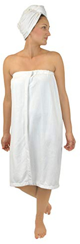 DII Women's Adjustable Microfiber Hair & Shower Wrap Combo, White
