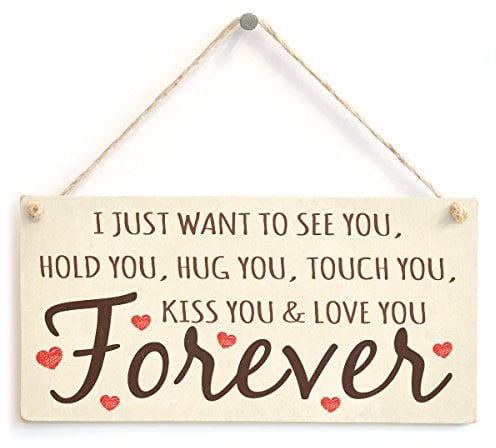 I Just Want to See You, Hold You, Hug You, Touch You, Kiss You & Love You Forever - Romantic Love Heart Gift Sign/Plaque