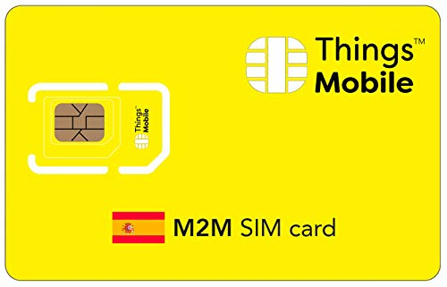 Tarjeta SIM M2M ESPAÑA - Things Mobile - con Cobertura Global y Red multioperador GSM/2G/3G/4G LTE, sin costes fijos, sin vencimiento y con tarifas competitivas, con 10 € de crédito Incluido