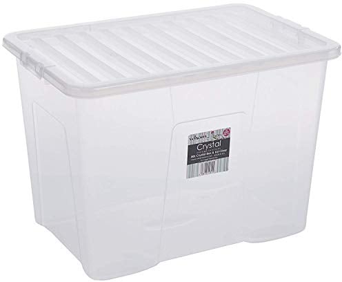 Wham 2 x Pack of 3 – 80 Litre Crystal Storage Box with Lid – Clear