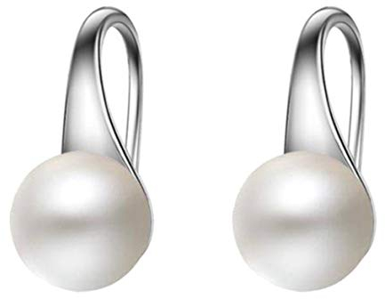 Pearl Earrings for Women,925 Sterling Silver Hook Earrings Style A