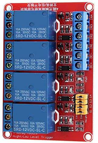Módulo de relé de 4 canales de 5V / 12V / 24V, placa de módulo de relé optoacoplador de disparo alto y bajo para Arduino(12V)