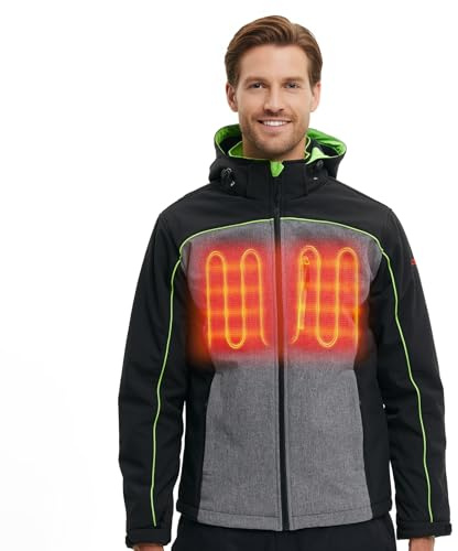 CONQUECO Heated Jacket Body Wamer: Electric Windproof & Waterproof Jacket with 10000 mah Battery Pack - 3 Heating level for Sports & Outdoor (XXL, Men)