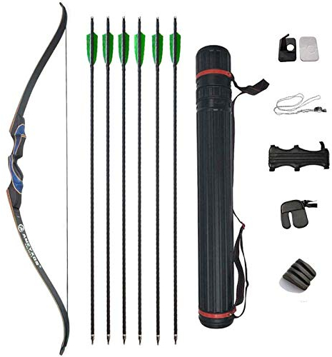 MILAEM 58 Bogenschießen Takedown Recurve Bogen Pfeil und Bogen Set Holz Riser Sportbogen 20-55lbs Langbogen mit Pfeilauflage Pfeil Köcher Rechtshänder Bogenjagd für Erwachsene (35lbs)