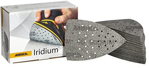Mirka Schleifdreieck Iridium 100x152mm 36-Loch Klett Korn 40 Set | Premium Schleifpapier mit 36-Loch Klett ideal für Lack Spachtel Grundierung Holz Stahl Kunststoff vielseitig einsetzbar