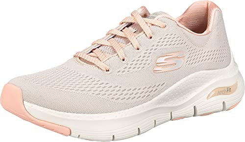 Skechers Women's Arch Fit Big Appeal Sneaker,Natural Knit Mesh / Coral Trim,5.5 UK