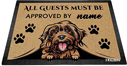 BAGEYOU Personalized Dog's Name Peeking Dog Cockapoo Doormat All Guest Must Be Approved Rugs for Home Decor 23.6 x 15.7 Inch