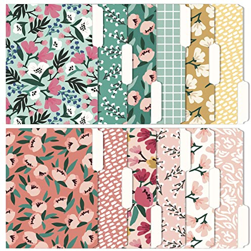 Cute Decorative File Folders, 12 Pack 3-Tab Letter Size, Boho Manila