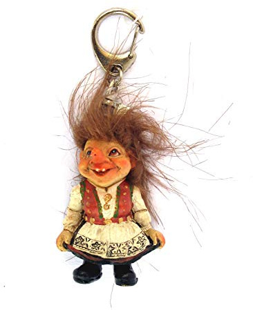 Troll-Frau in norwegischer Tracht - Schlüsselanhänger - Kunststein - 5cm