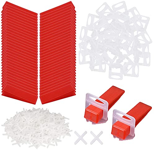 Sistema di Livellamento per Piastrelle, 2 mm, 100Pcs Cunei per Pavimenti Riutilizzabili, 100Pcs Distanziatori Livellanti per Piastrelle, 100Pcs Clip Livello Piastrella, per Pavimenti Spessore 3-12mm