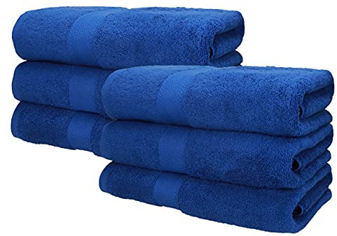 Betz 6 Stück Saunatücher XXL Badetuch Liegetuch Strandlaken Saunahandtuch Premium Frottee 100% Baumwolle Größe 70 x 200 cm Farbe Royalblau