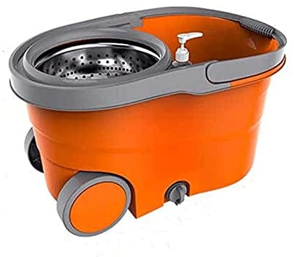 BKWJ MOP E BENCIA CON SET DI STRUGGIO, SPIN MOP E BESSA, MOP ROTANTI PER PULIZIA DI PAVIMENTO (Color : Orange)