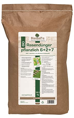 HaGaFe Bio Rasendünger Rasen - Dünger rein pflanzlich im Papierbeutel (10,1 kg (1 x 10,1 kg))