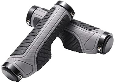 Mountain Bike Handlebar Grips, Ergonomic Design Dual Lock-on Non-Slip Rubber MTB Handlebar Grips for Outdoor Cycling (Grey)