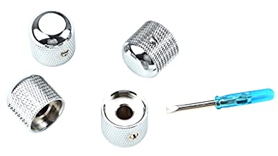 Alnicov 4PCS Gitarre Dome Knöpfe Lautstärkeregler, mit Schraubenschlüssel Schrauben Set für E-Gitarre oder Bass, Chrom