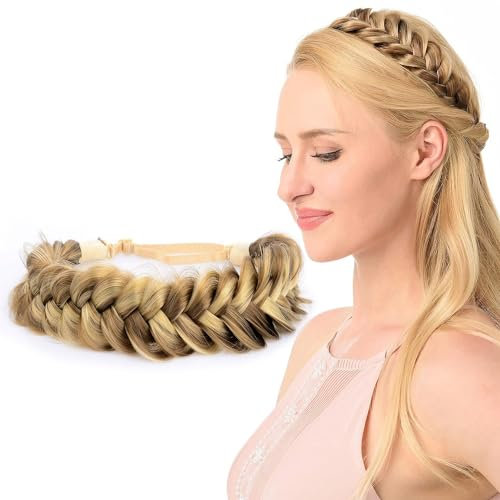 Gledola Messy Synthetisches Haar Geflochtenes Stirnband Klassisches Chunky Wide Geflochtenes Stirnband (Hervorgehoben)