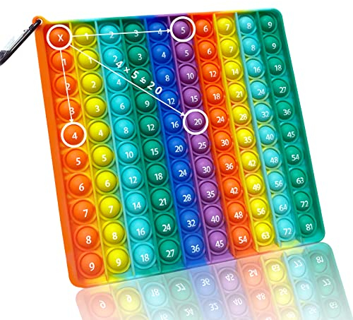 KICOSOADT Fidget Toys,Squeeze Toys groß,Rainbow Push Pop Bubble Fidget Sensory Toy für Kinder und Erwachsene, Stress Relief Pop Fidget Toy for Kids Adults (9*9 Regenbogen)