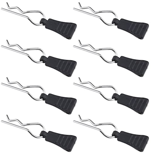 8 STÜCKE RC Karosserieklammern Gebogene Springy R Pins für 1/8 1/10 1/12 RC Auto Sichere Shell Pin & Montagehalterung Set RC Modell Befestigungsklammer Zubehör Schwarz