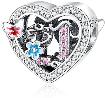 Annmors Charm 925 Sterling Silber Bead Charms 21 Years Love Birthday with Cubic Zirconia für Europäische Armbänder und Halskette,Schmuck Geschenk für Damen Herren