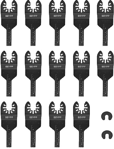 14 Pezzi Lame Multifunzione, 10mm Taglio, Lame Utensile Multifunzione Oscillante Attacco Rapido Kit Per Legno Plastica PVC