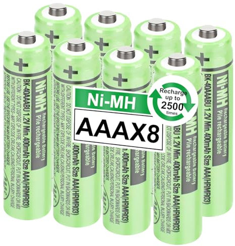 OSIM 8Pack BK-40AAABU Ni-MH AAA Rechargeable Batteries 400mah 1.2V AAA NI-MH Rechargeable Batteries for Panasonic Cordless Phones, Remote Controls, Electronics