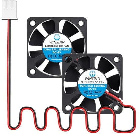WINSINN 50mm DC 5V 5020 Dual Ball Bearing Brushless Cooling Fan (Pack of 2Pcs) - 5500RPM, 16.8CFM, 28dBA, Compatible with 3D Printer, PC, Server, DVD Player
